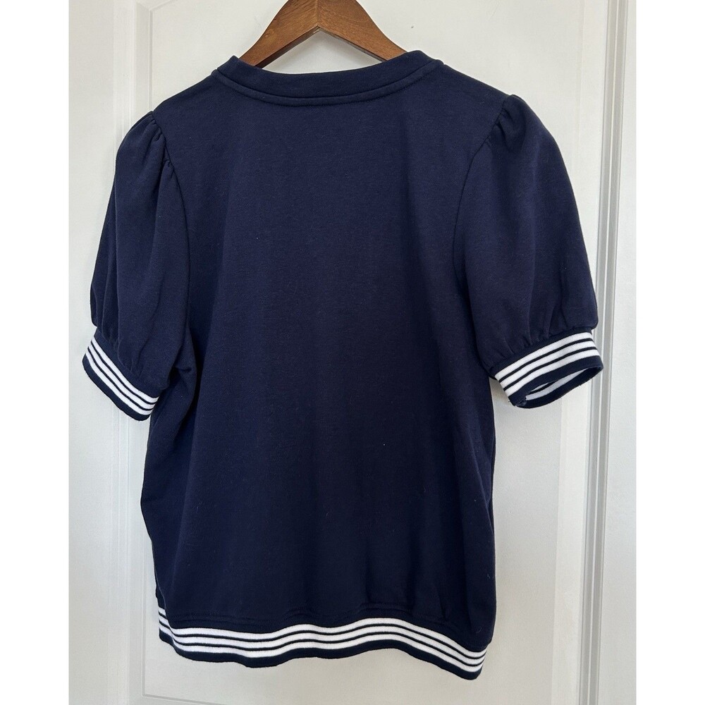 Crown & Ivy Womens Shirt Large Navy Nautical Coastal Resort Vacation Preppy - Picture 2 of 8
